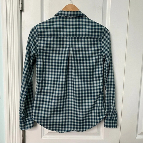 Toad & Co Blue Plaid Button Front Shirt  Wool Blend - Picture 5 of 6